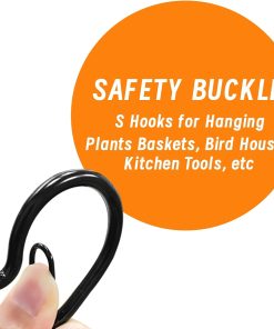 Alternative view of 12 PCS S Hooks for Hanging with Safety Buckle | 3.5 inch Heavy Duty Metal S Shaped Hooks for Kitchen Utensil. Cups. Pots. Plants. Bags. Hats (Black)