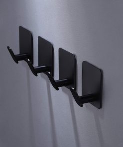 Alternative view of DELITON 2.8 x 2.8 Extra Large Adhesive Towel Hooks for Bathroom Kitchen – Heavy Duty No Damage 4 Pack – Perfect Stick On for Coats Robes Umbrellas Kitchen Utensils (Matte Black Stainless Steel)
