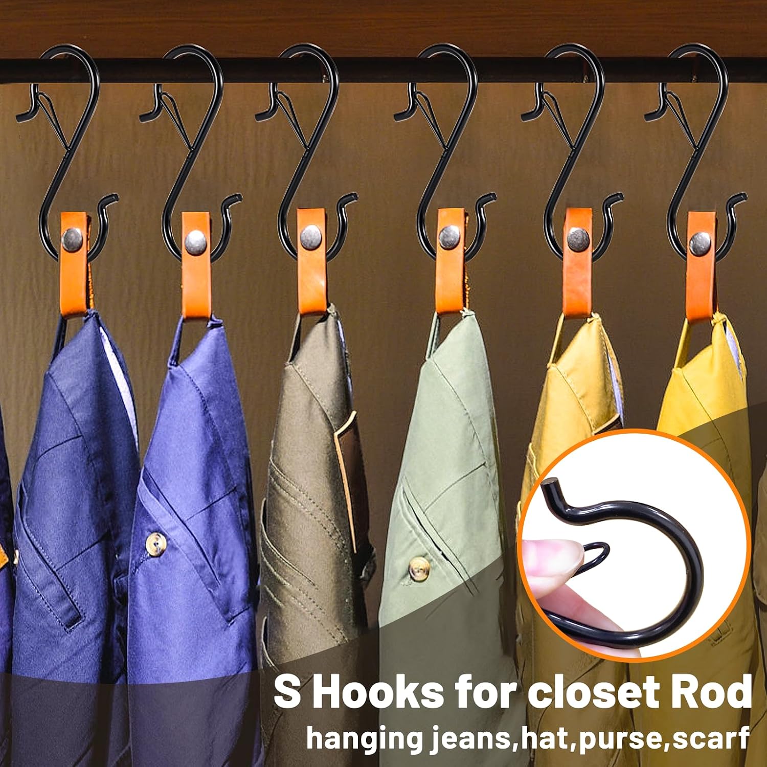 12 PCS S Hooks for Hanging with Safety Buckle | 3.5 inch Heavy Duty Metal S Shaped Hooks for Kitchen Utensil. Cups. Pots. Plants. Bags. Hats (Black) - Image 9